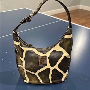 Dooney & Bourke Brown and Cream Giraffe Print Hobo Bag